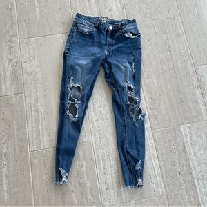 Resfeber Los Angeles Skinny Boyfriend Jeans Size 12 Distressed Ripped Raw Hem